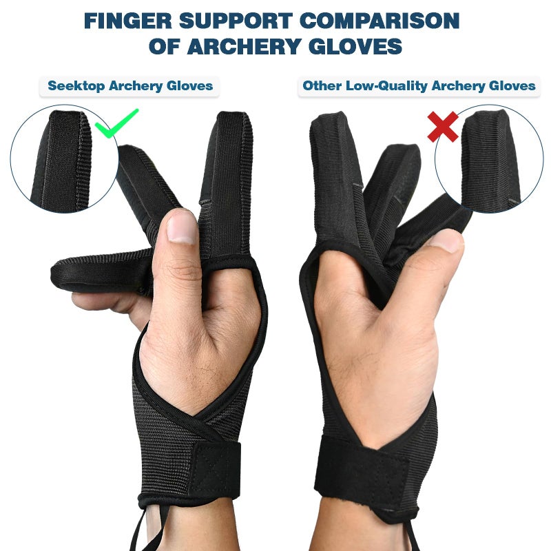 Seektop Archery Gloves Shooting Hunting Leather Three Finger Protector for Youth Adult Beginner - L - Image 4